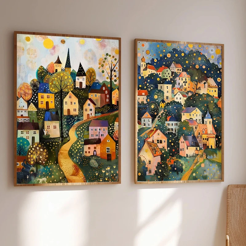 

Floral Garden Village Night Tree Gustav Klimt Exhibition Poster Diamond Painting Print Wall for Living Room Home Decor Cuadros