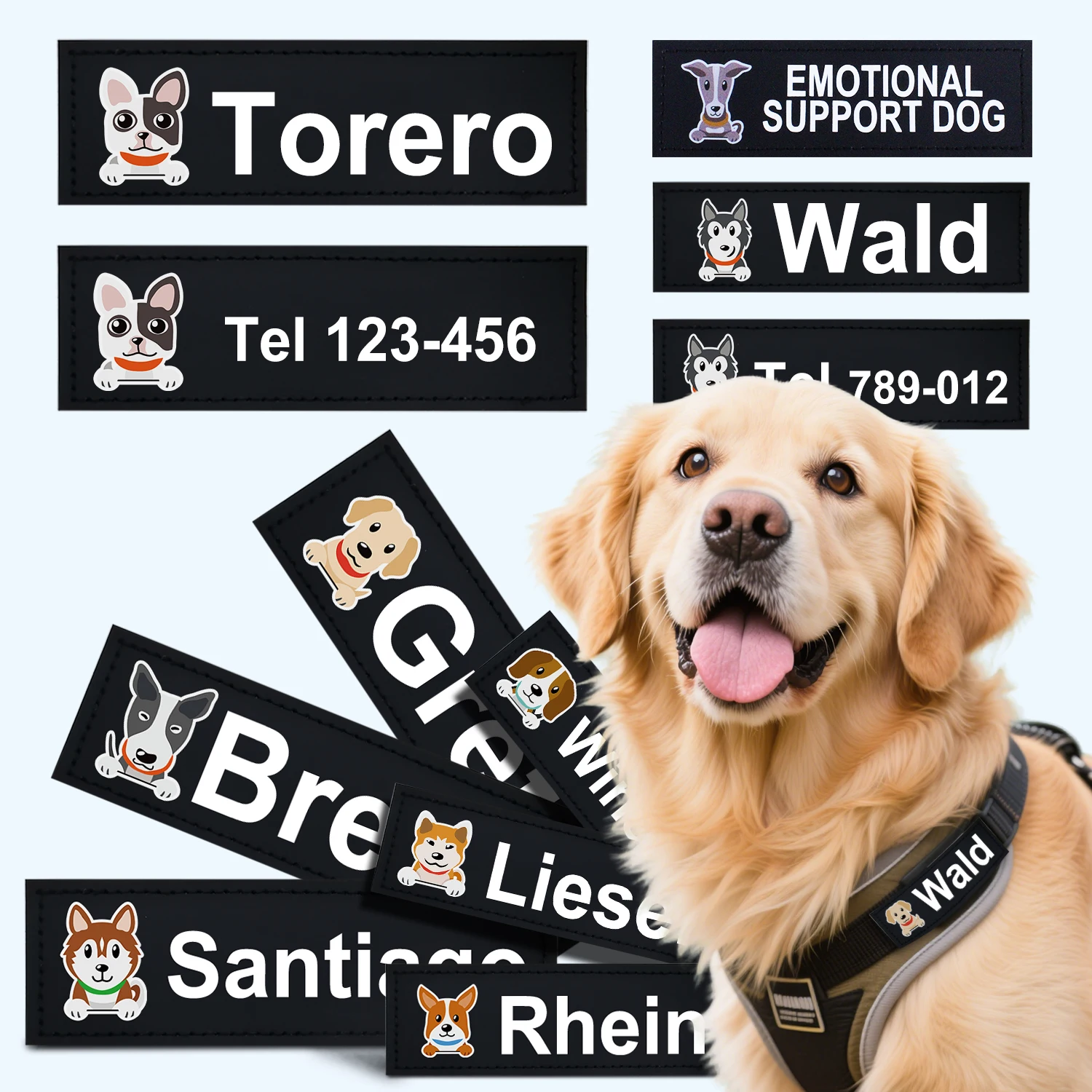 2pcs/lot Dog Chest Harness Labels ID Pet Patterns Accessories Series Outdoor Supplies Personalization Customization Name and Oth