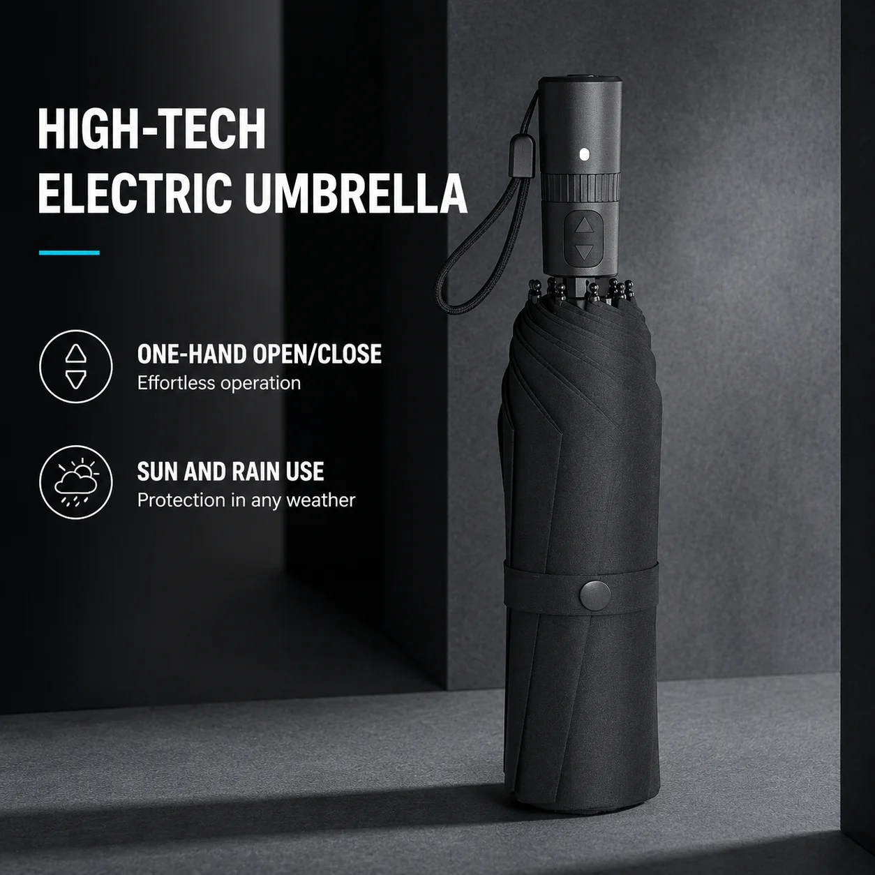 Electric Umbrella Smart High-tech Business Gift One-button Opening and Closing Fully Automatic Windproof Folding Umbrella