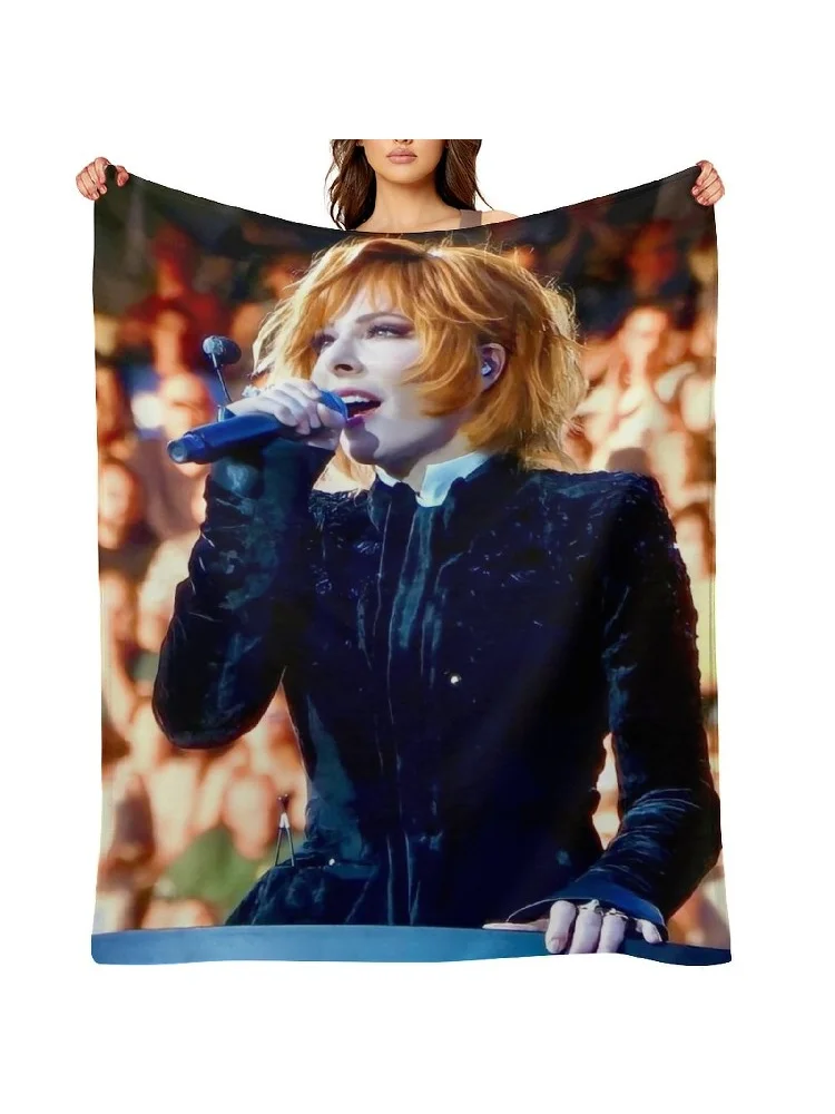 Couverture en flanelle Myl?¨ne Farmer Nevermore concert 2024, couverture extra large, couvertures douces et grandes