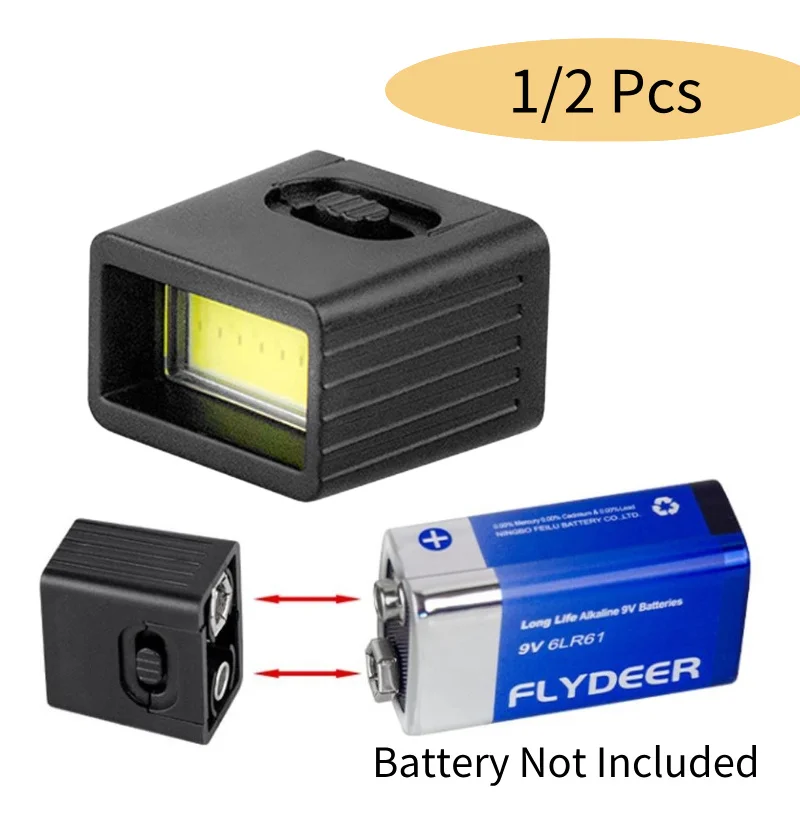 

9 В аккумуляторный фонарик 1/2 шт. Мини-светодиодный ключевой светильник 6F22 с питанием от батареи COB Наружный рабочий светильник Инструменты Батарея в комплект не входит