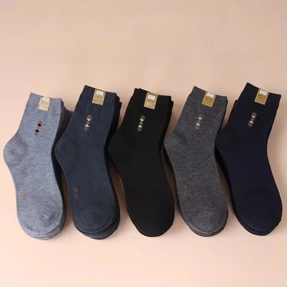 5Pairs 5 Pairs Men's Casual Socks Moisture Wicking Anti-Odor Business Crew Socks Comfort Long Sweat Wicking Breathable Socks