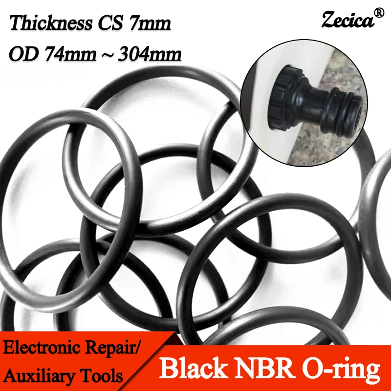 

5pcs Black CS 7mm OD 74mm ~ 304mm NBR O Ring Gasket Automobile Nitrile Rubber Round Corrosion Oil Resistant Sealing Washer