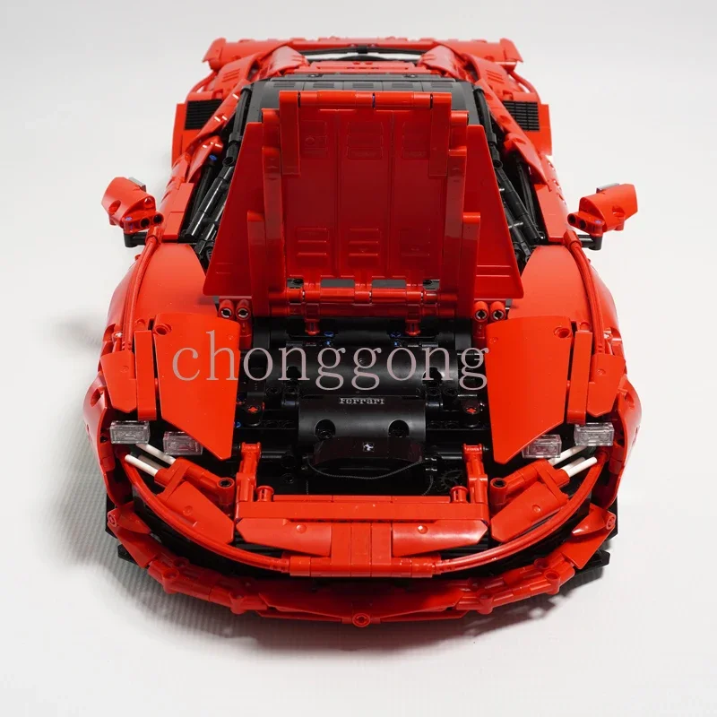 New Moc SF90 Stradale 1:8 Scale Super Sports Car Model Buiding Kit Creators Block Bricks Toys for Kids Birthday Gifts Boys Set