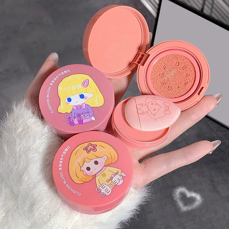 Soft Matte Face Blush para Meninas, Natural Bochecha Tint, Clarear, Impermeável Face Contorno, Air Cushion Blush, Cute Cosmetics