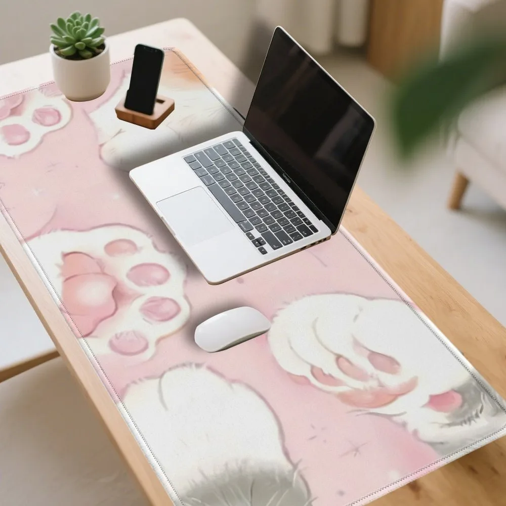 Le tapis de souris rose mignon avec un motif de chat dessin animé est un accessoire de bureau adorable.