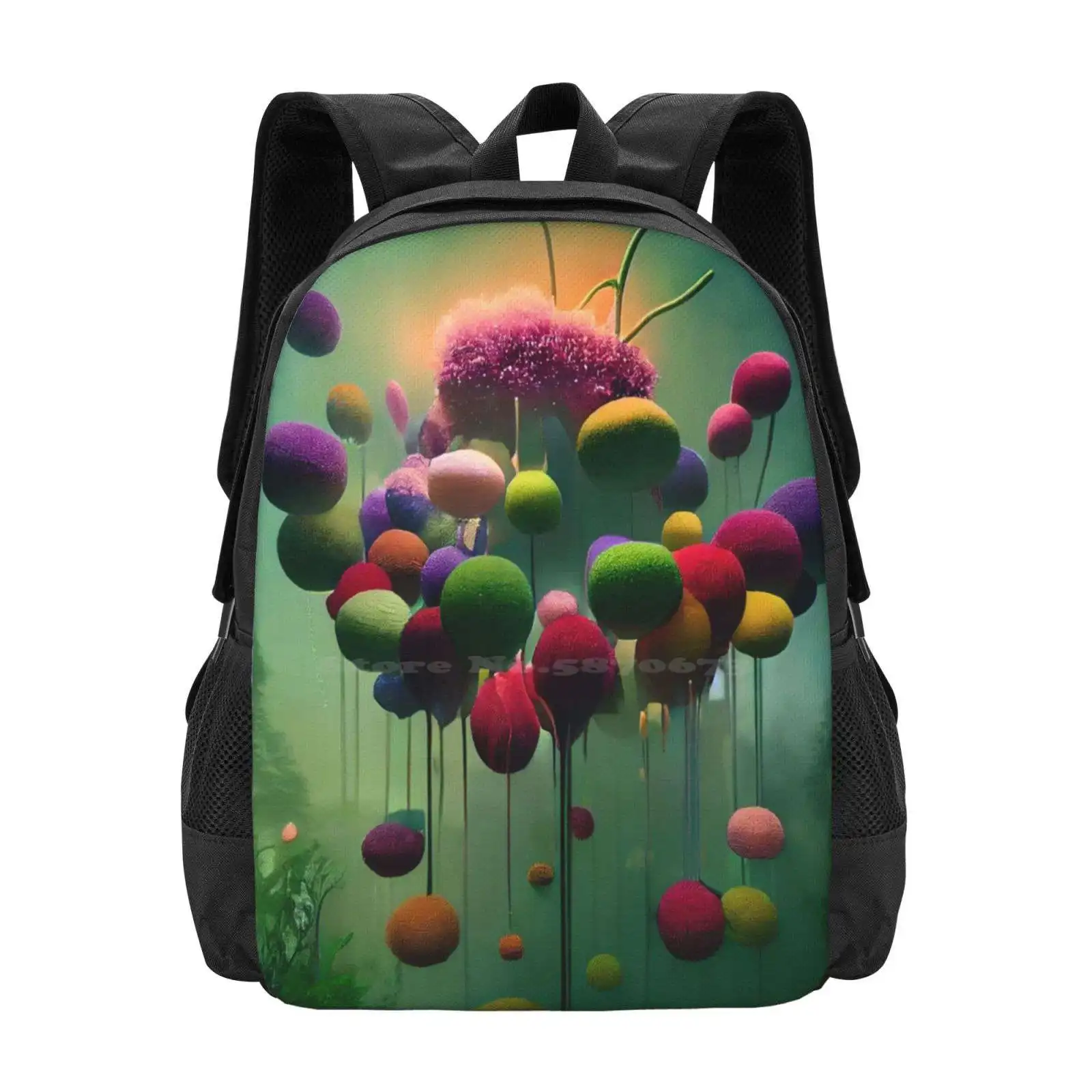 Nature - Magical Tree Fruits School Bag Big Capacity Backpack Laptop Flowery Art Landscape Artscape Flower Bed Stylized