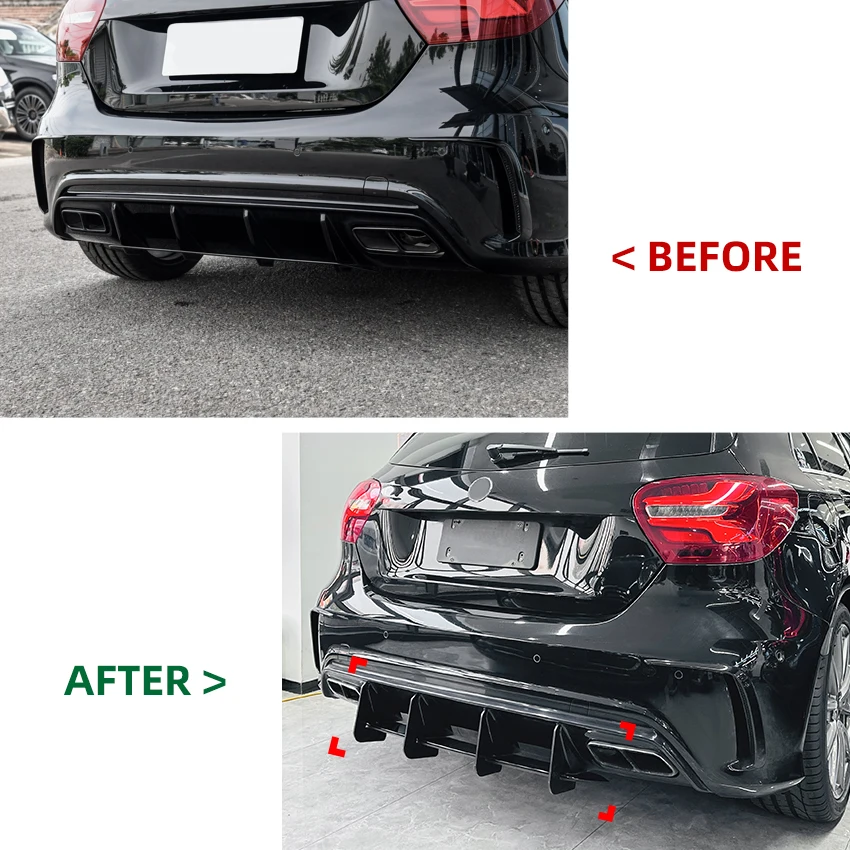 For Mercedes Benz A-Class W176 A45 AMG 2013-2018 Rear Lip Spoiler Splitter Tail Wind Blade Body Exterior Guard Modification Kit