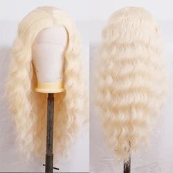 AIMEYA Synthetic Lace Front Wigs For Women Loose Wave Blonde #613 Cosplay Wigs Heat Resistant Natural Hairline Lace Blonded Wig