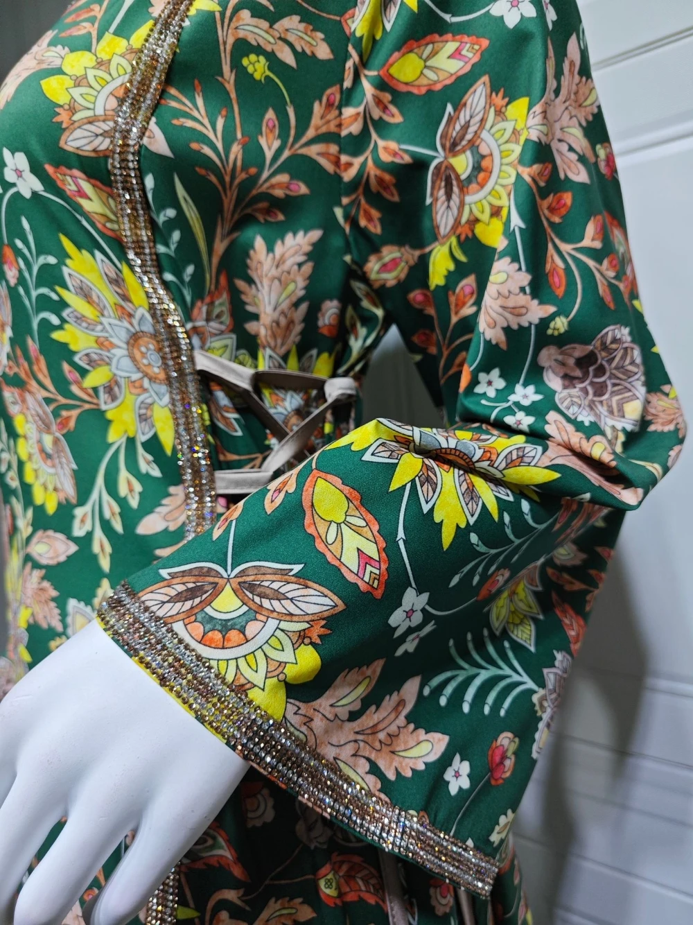 Abaya impression modeste une ligne Robe de soirée caftan célébrité délicate danse Robe de soirée classique manches longues dubaï cristaux Robe