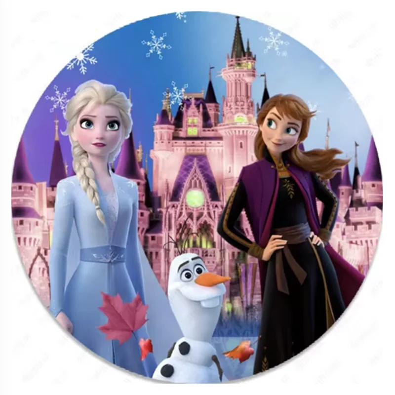 Frozen Elsa Anna Round Backdrop 3 Cylinder Covers Background For Photography Baby Shower Birthday Party Decoration Plinth Covers