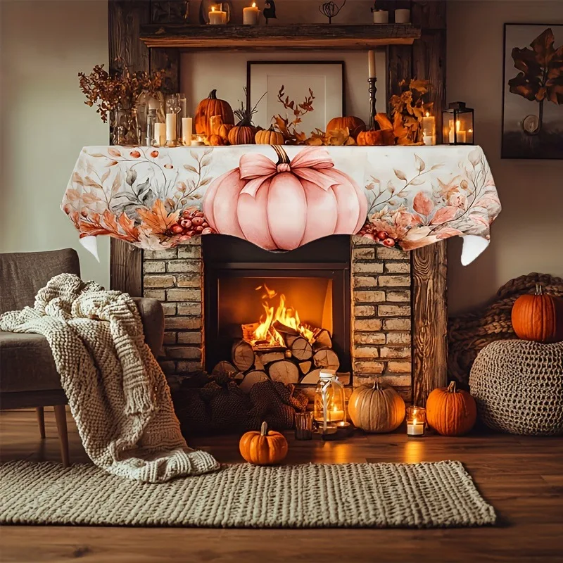 1pcs Pumpkin Fireplace Scarves and Fireplace Decoration Supplies for Christmas, Halloween and Thanksgiving