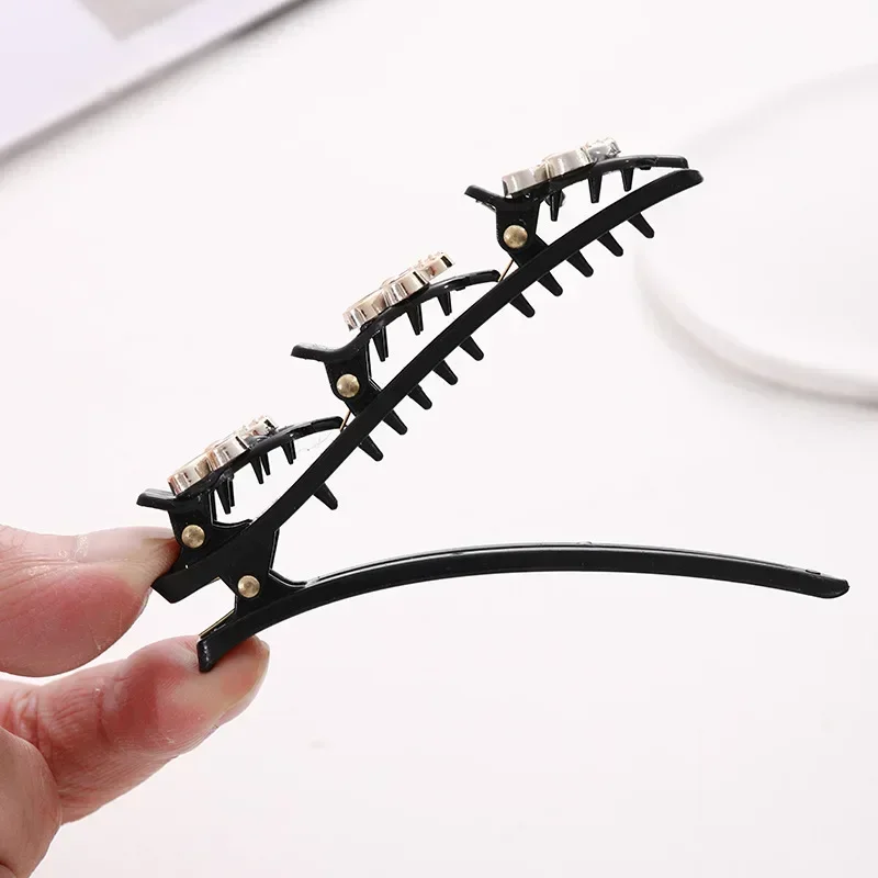 Heallor Pearl Flower Braid Hair Duckbill Clips Styling Tool Hairpin Side Bangs Clip Ladies Girls Butterfly Clip a forma fissa Toot