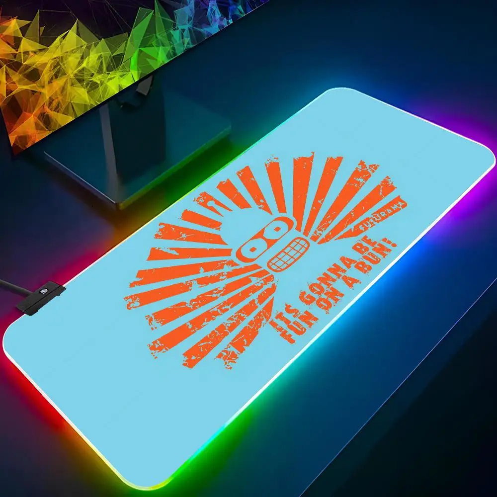 Anime F-Futurama Mouse Pad Gaming Rgb Mousepad Backlit Keyboard Gamer Girl Xxl Laptop Mat Table Pads Deskpad 3