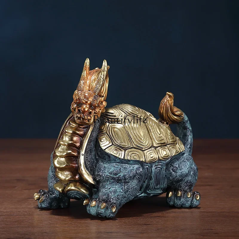 LJY*Oriental Jubilee Dragon Turtle Ornament Crafts New Chinese Living Room Bogu Shelf Study Office Decoration Gifts