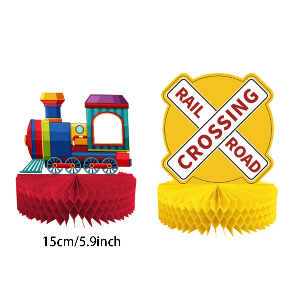 

Train Birthday Decorations Honeycomb Centerpieces Party Supplies Railway Crossing Steam Train Traffic Sign