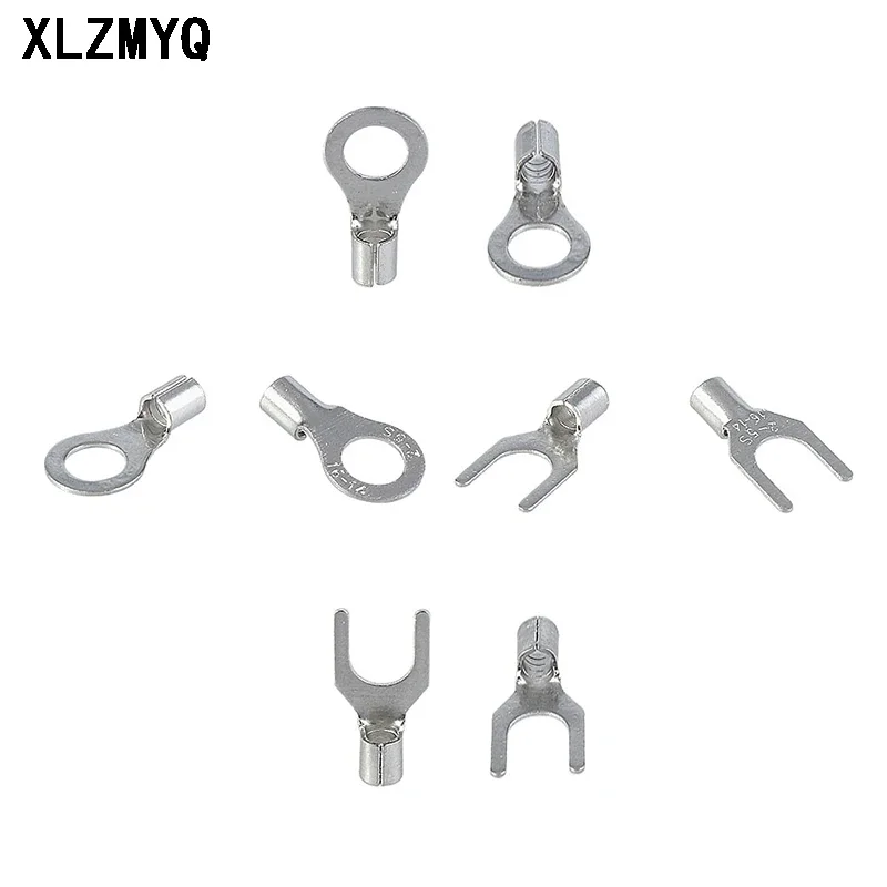 320Pcs/Box 10 In 1 Terminals Non-Insulated Ring Fork U-type Brass Terminals Assortment Kit Cable Wire Connector Crimp Spade