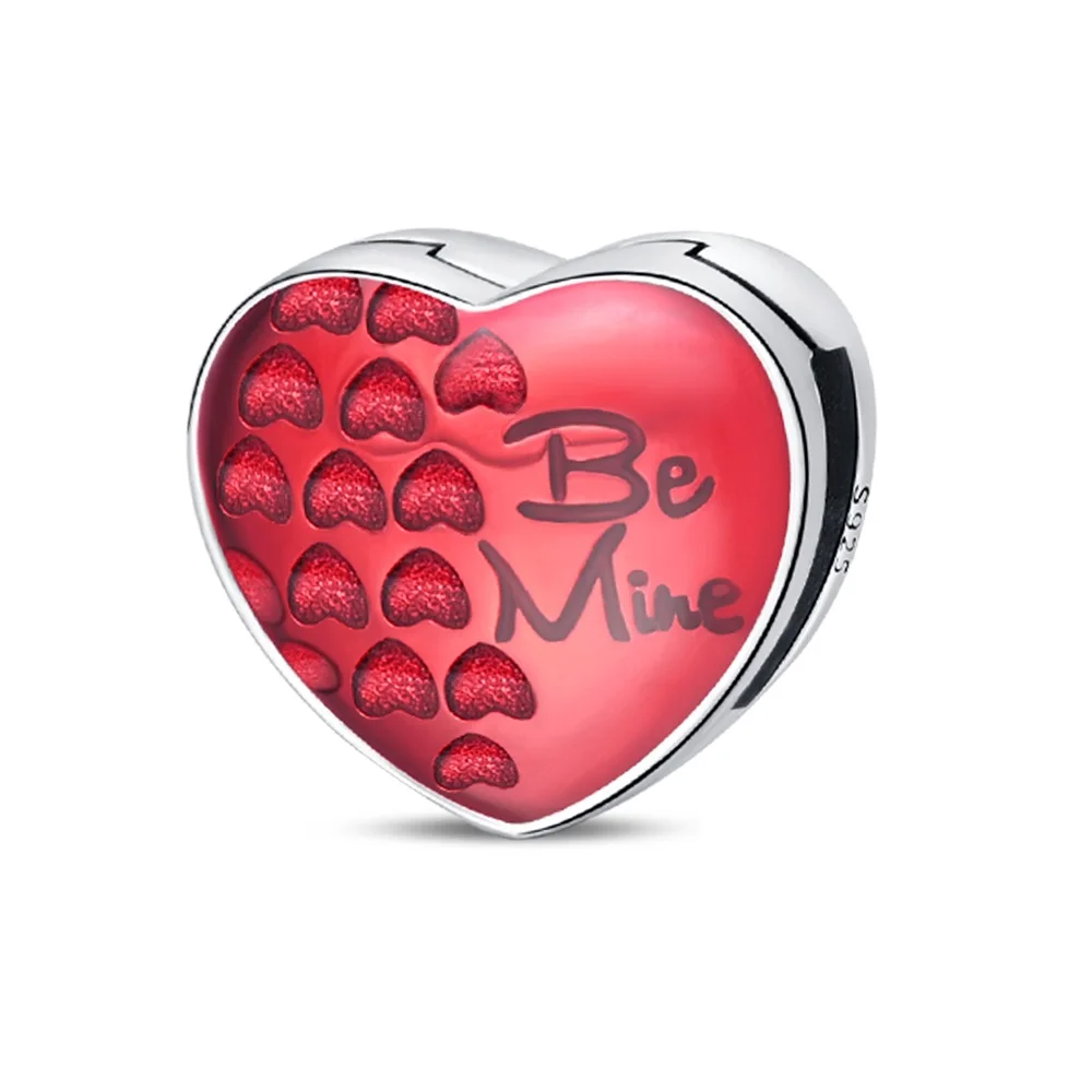 

Brilliant 925 Sterling Silver Red Exclusive Love Charm Fit Pandora Bracelet Women's Anniversary Banquet Jewelry Accessories