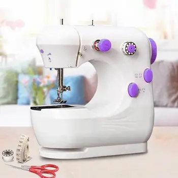 Mini Sewing Machines Portable Electric Household Stitching Sew Fabric Pedal Mini Foot…