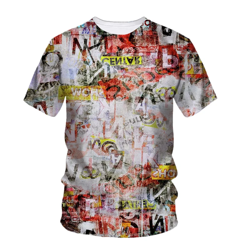 Summer New Creative Graffiti Art graphic t shirts Men Casual Bohemian Personality harajuku Printed O-neck Streetwear Tees Tops