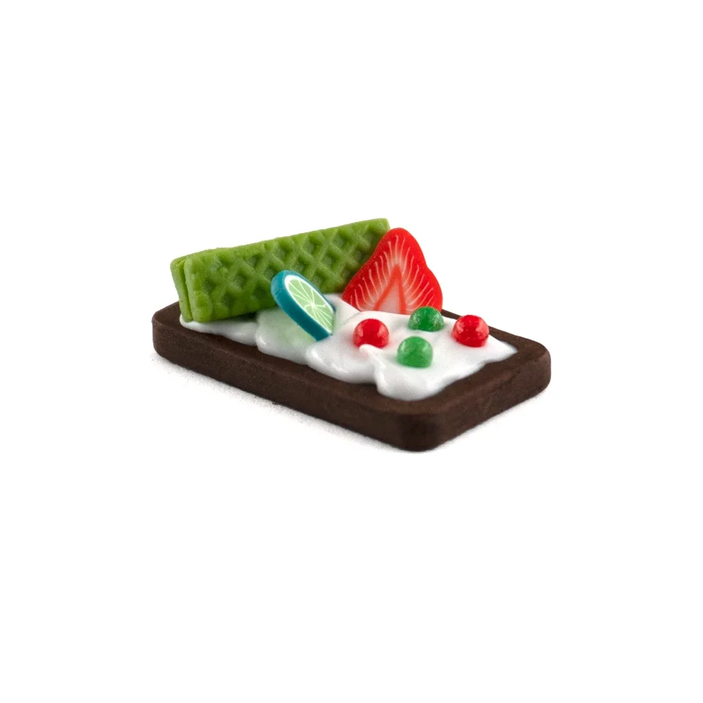 1/12 Dollhouse Miniature Accessories Mini Matcha Chocolate Cheese Dessert Waffle Simulation Food Model for Doll House Decoration