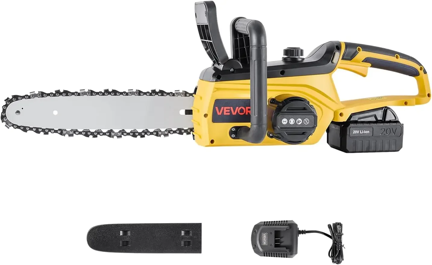 Cordless Chainsaw, 20V 12-Inch Brushless Chainsaw Battery Powered, 4.0Ah Battery and Rapid Charger Included, Handheld Electric C