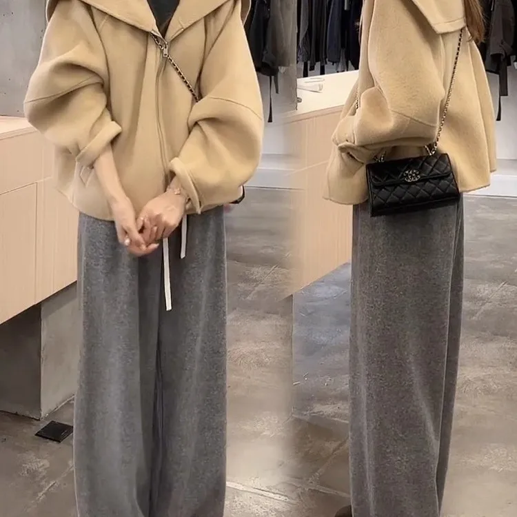 Coupe ample ort fermeture éclair col bleu marine Jaet femmes coréen Sle automne décontracté polyvalent manteau ample confortable paresseux Sle