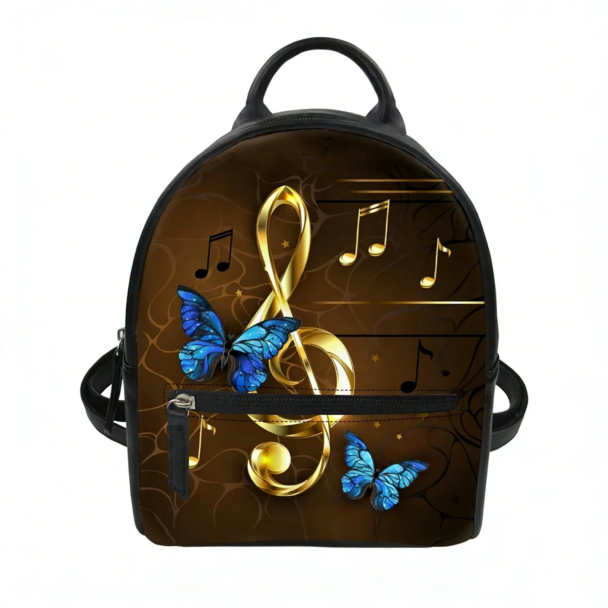 

Music Piano Notes Print Pattern Custom Backpack Purse Women Carter Schoolbag Double Shoulder Bag Mini Daypack Leather Travel Bag