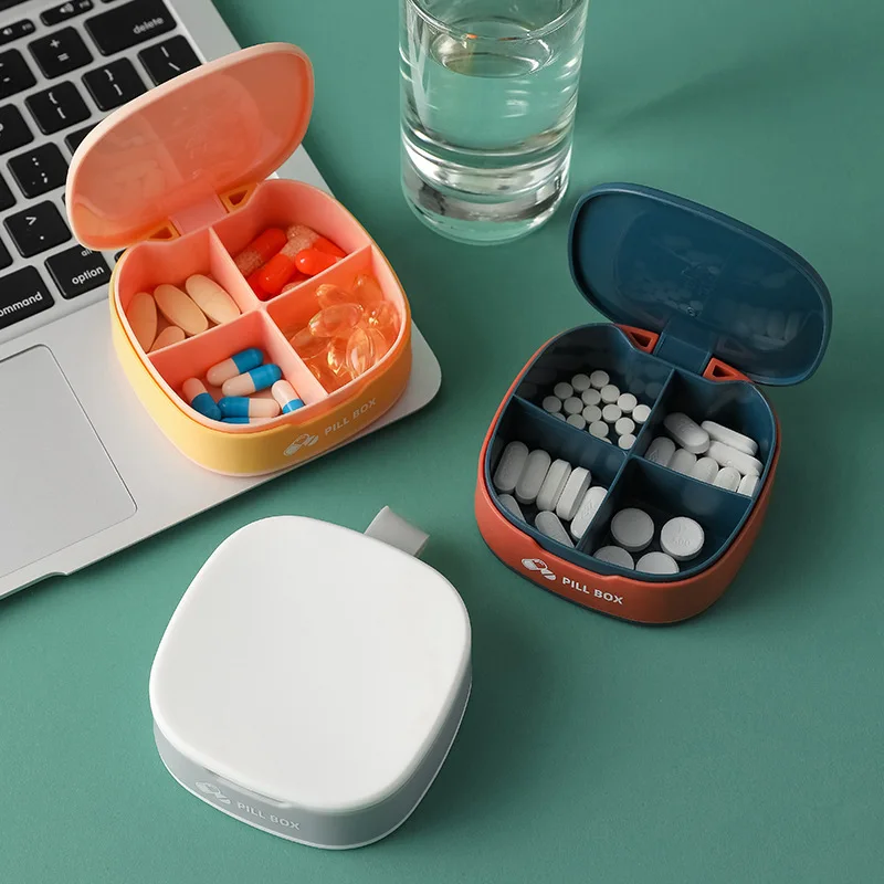 Medicine Box Portable Sub-packed Small Mini Medicine Box 7-day Small Box Sub-packed Pill Box Storage  Storage Containers