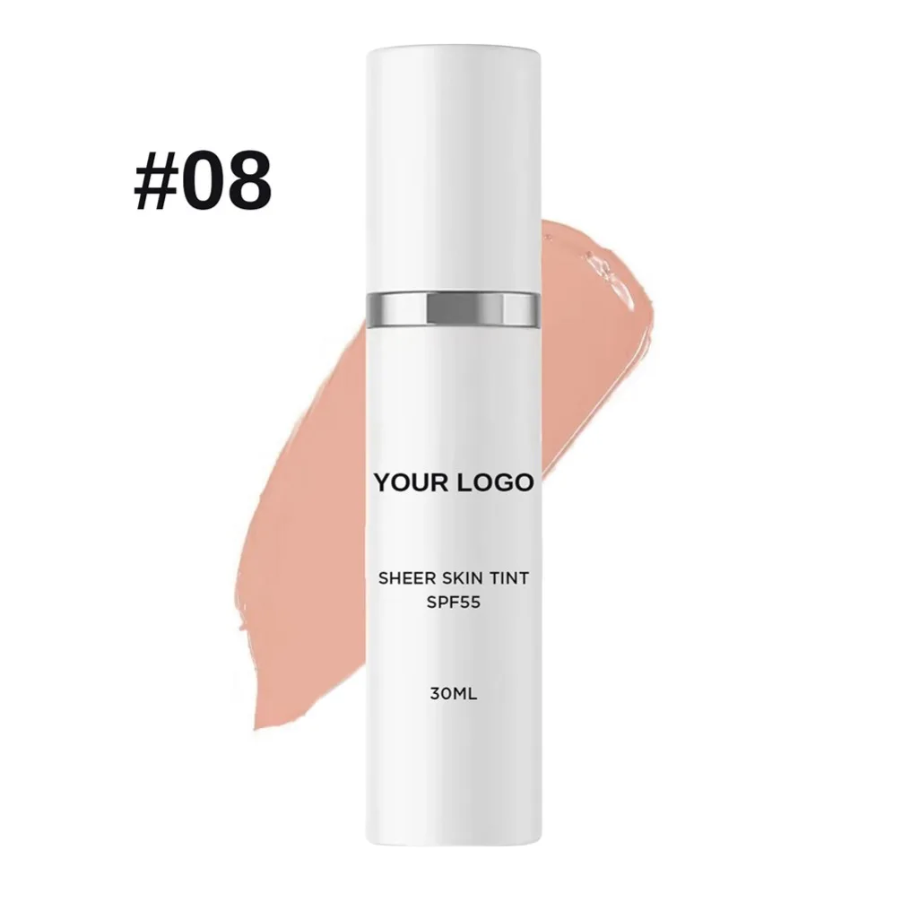 شعار مخصص نباتي خاص 14 لون زجاجة بيضاء SPF55 + كريم حماية للوجه الجسم السيطرة على النفط تبييض الأشعة فوق البنفسجية كريم الشمس ماكياج