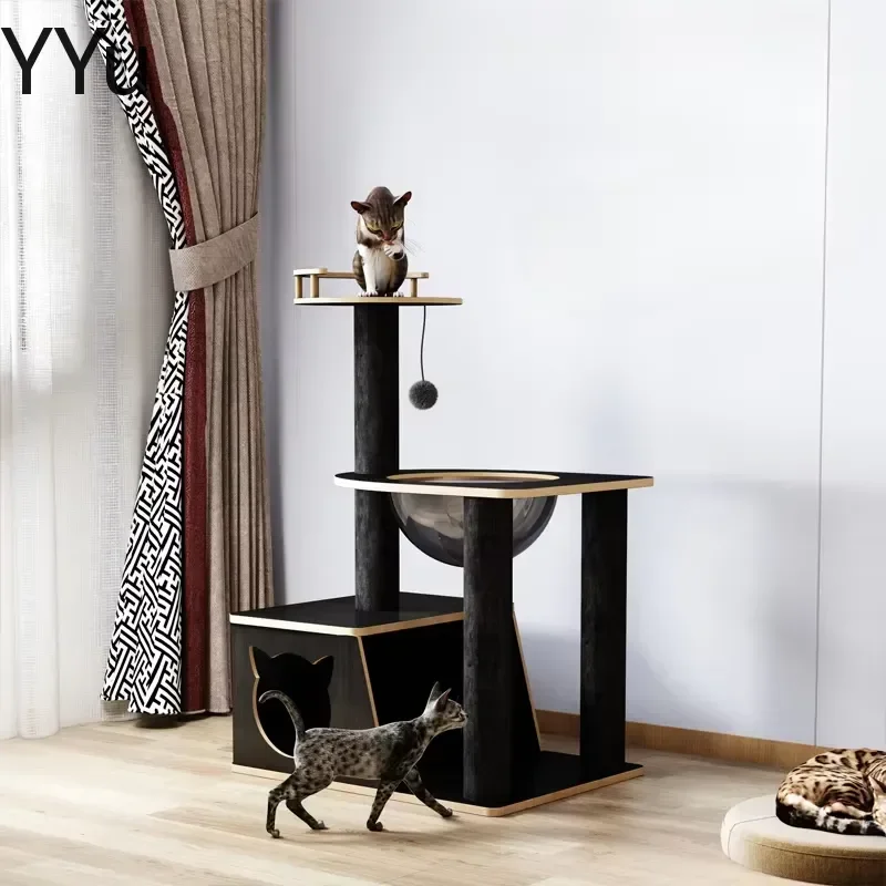 for Minimalist Italian Cat Climbing Frame Modern Simple Black Tower for Cats Scratching Post Pet Furniture Tapis Griffoir