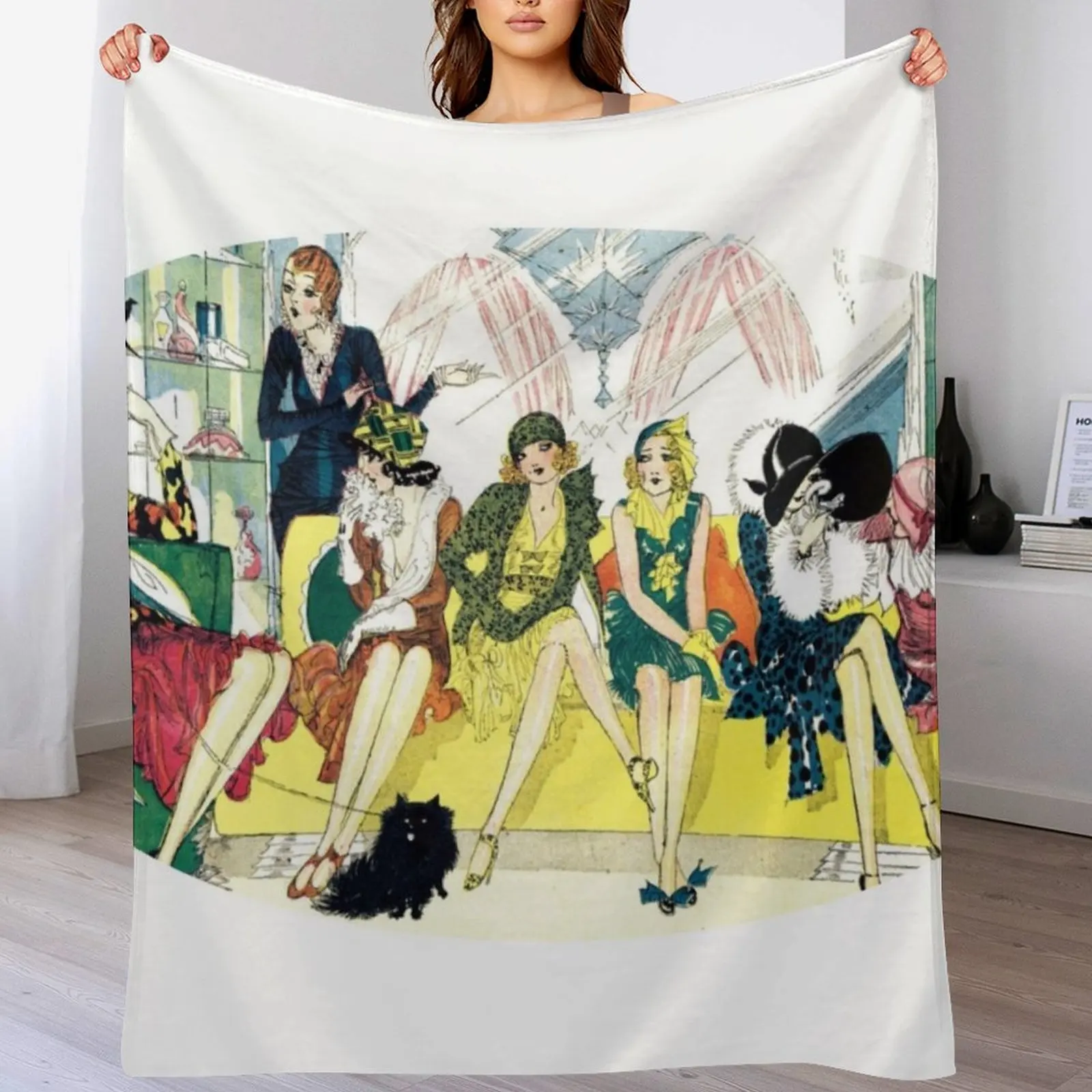 Flappers Shopping by Nell Brinkley HD Throw Blanket