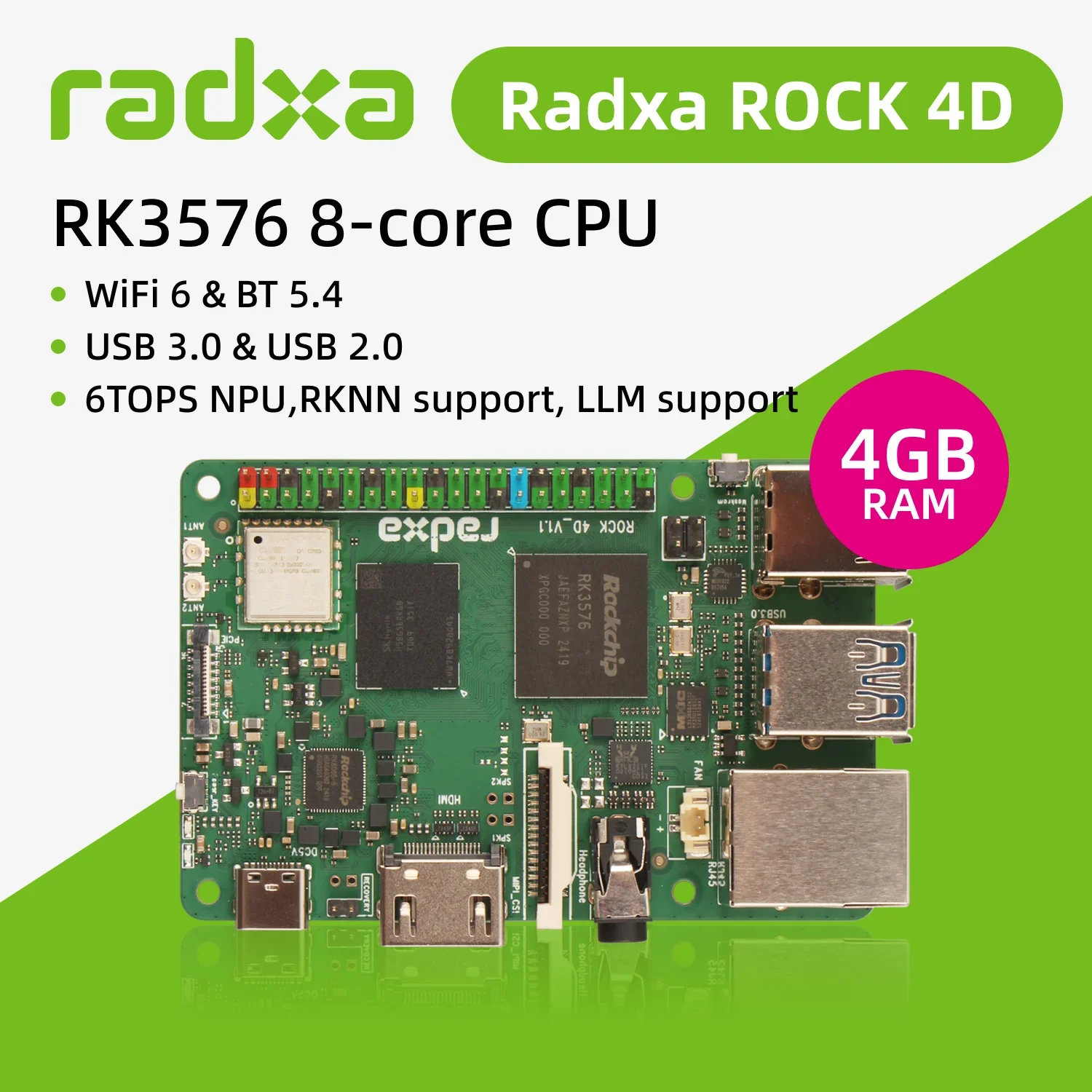 rock Radxa ROCK 4D RK3576 8-core Development Board ,Designed for