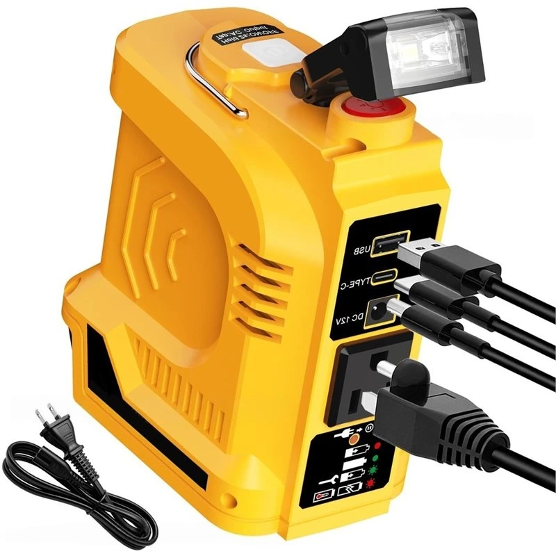AB42-Power Inverter 18V To 110V For Dewal 20V Battery USB-C US Plug