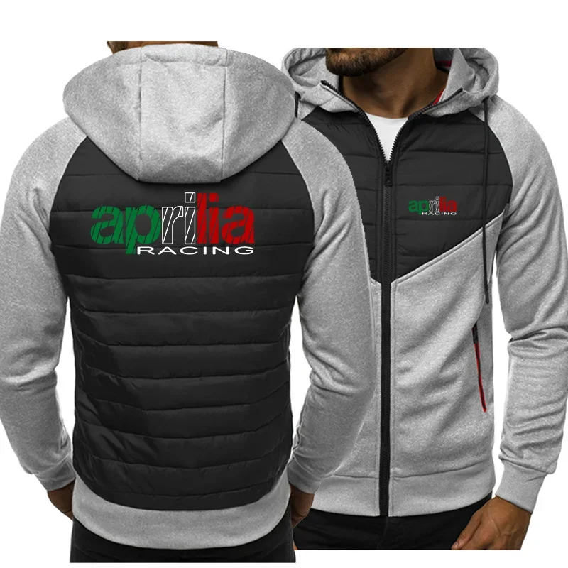 เสื้อฮู้ดผู้ชายสำหรับฤดูใบไม้ผลิและฤดูใบไม้ร่วงโลโก้ Aprilia รถอนิเมะพิมพ์ลายผ้าฝ้ายที่มีคุณภาพสูงเสื้อแจ็คเก็ตมีฮู้ดฮิปฮอปลำลอง