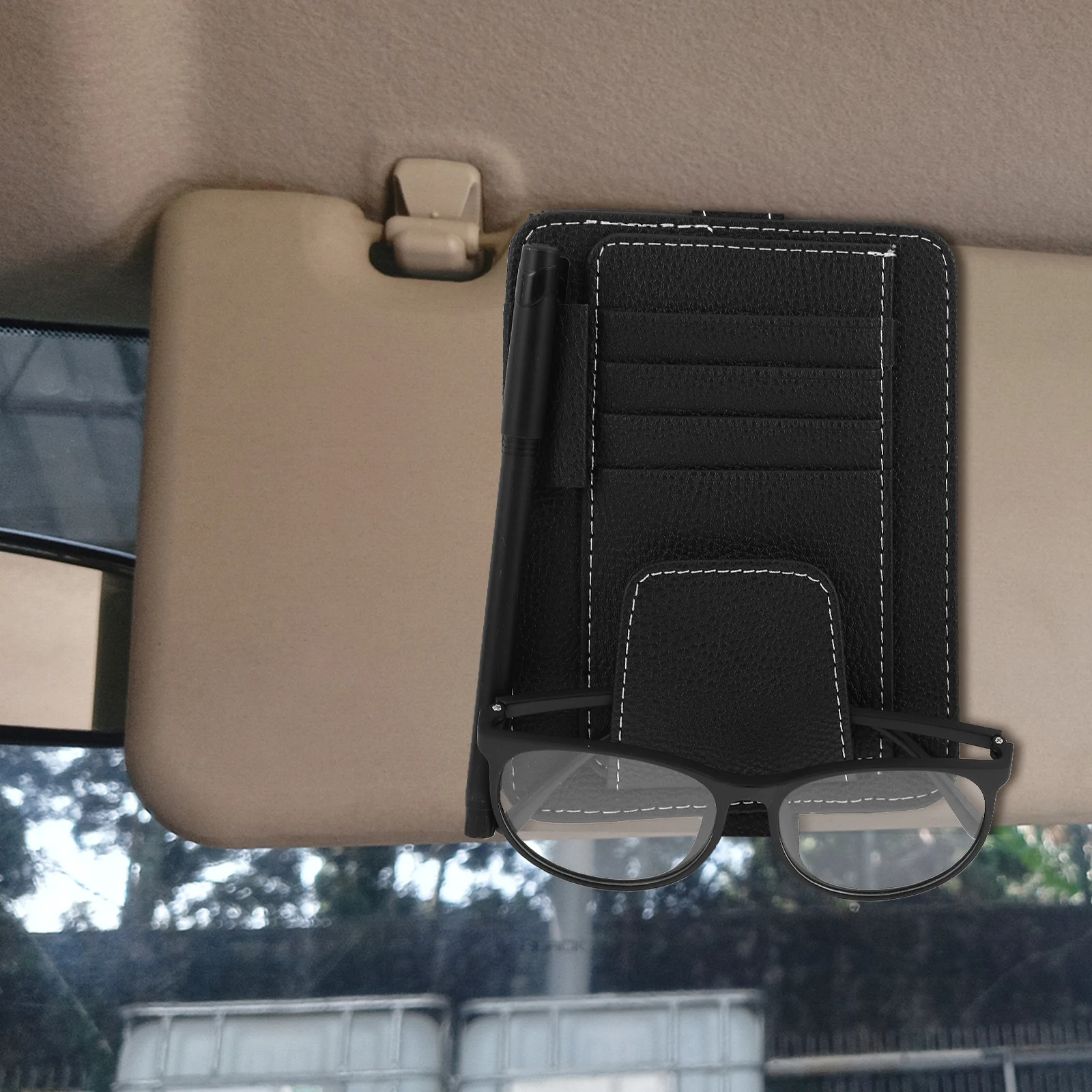 

Multifunctional Organizer Glasses Holder Storage Bag Sunglasses Cards Tickets Black Sturdy Compact Wear-Resistant Easy
