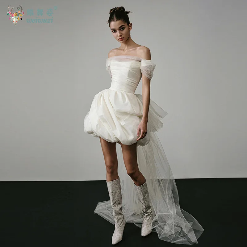 

French Style Inimalist One Neck Off The Shoulder Wedding Dress Satin Birthday Party Evening Gown Sweetheart Quinceanera Dresses