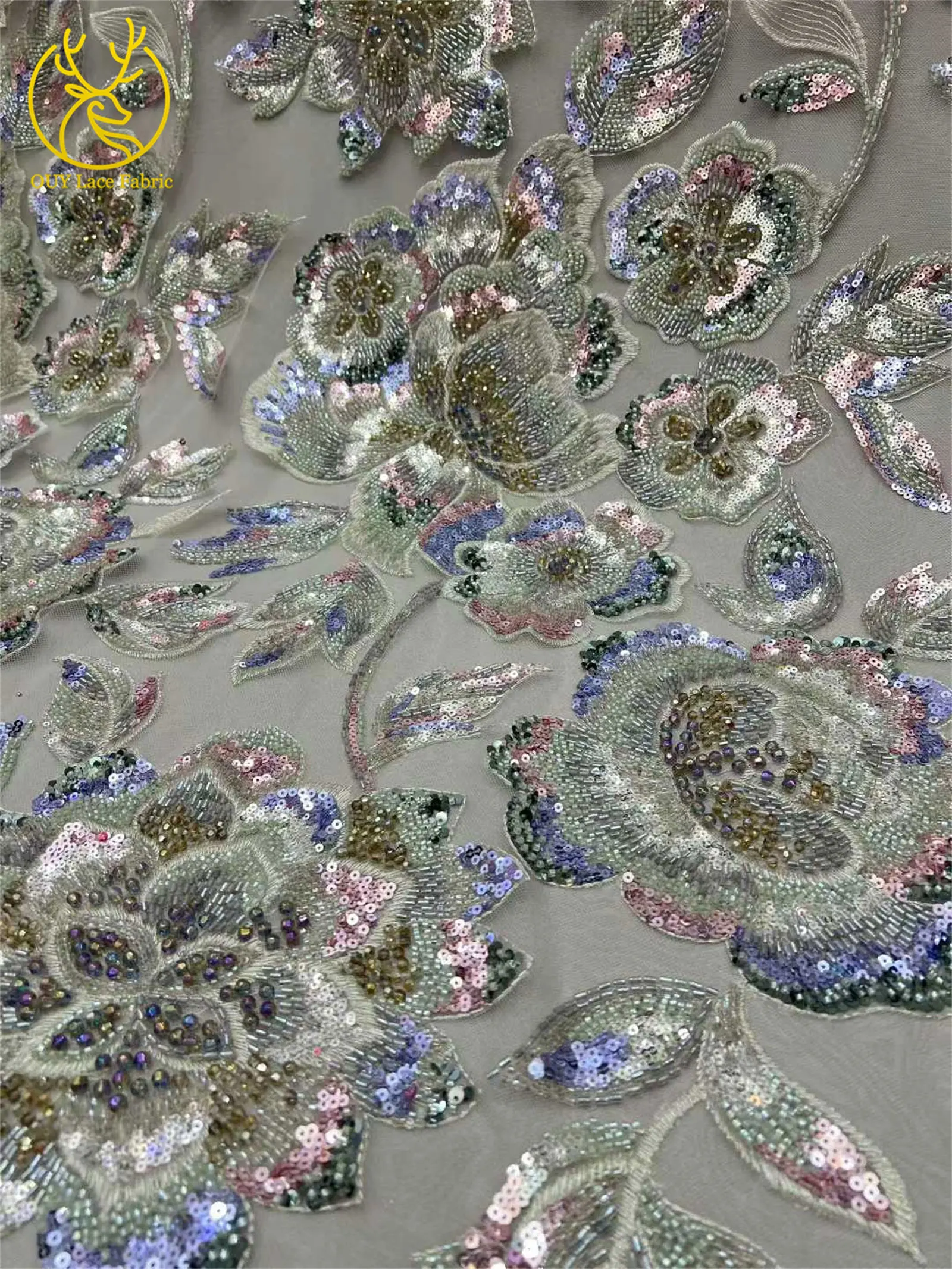 High-End-Kleid, afrikanischer handgefertigter Perlen-Spitzenstoff, 2026, Nigeria, französische Pailletten-Stickerei, Spitzenstoff, Hochzeitskleid, Nähmaterial – Detail 11