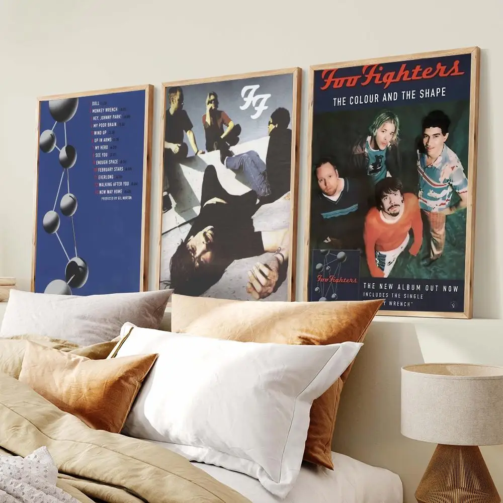 Popular Rock Band F-Foo Fighters Poster Modern Minimalist Wall Art Prints Poster Home Decor Interior Bedroom Living Room
