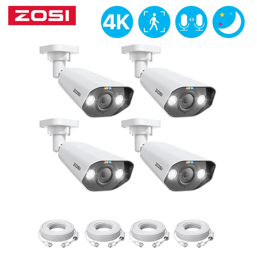 zosi 4k camera ip poe 8mp cctv cameras de seguranca h265 mais visao noturna luz das estrelas ao ar livre vigilancia de video de audio para o sistema nvr 01