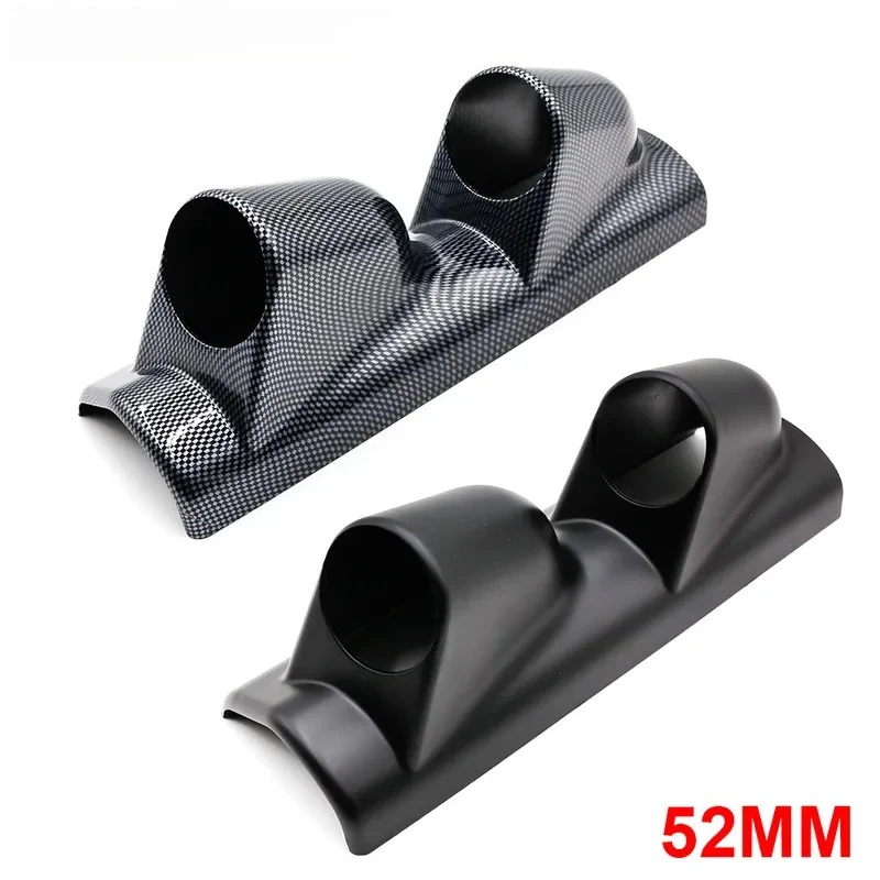 for Racing 52mm Double Hole Instrument Frame Black Carbon Fiber 2 Inch Universal Gauge Pod Cover Left Side Car Modified