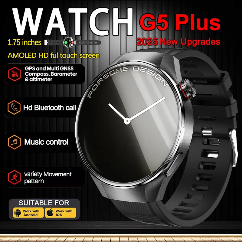 

2024 New GT5 Smartwatch for men Bracelet Bluetooth call IP67 Waterproof Sport mode GPS sport track smartwatch for IOS
