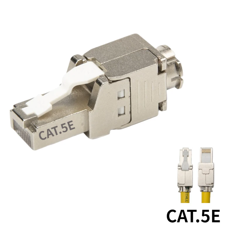 Adaptador de cabeza de cristal de cable de red, carcasa de metal de aleación de zinc con LED, RJ45,8P8C, CAT.5E, CAT.6, CAT.6A, CAT.7, CAT.8