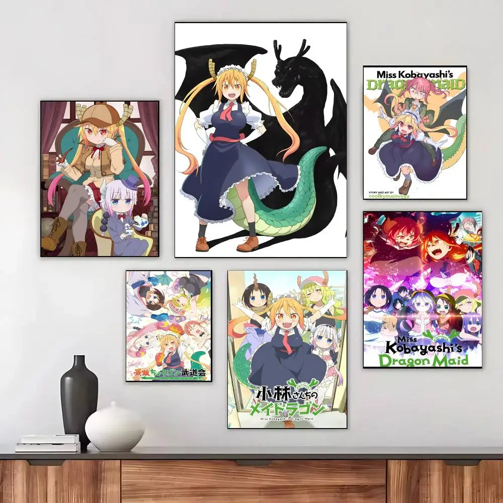 Anime Miss Kobayashi's Dragon Maid Poster HD Waterproof Self-Adhesive For Living Room Gift Bedroom Hallway Wall Decor