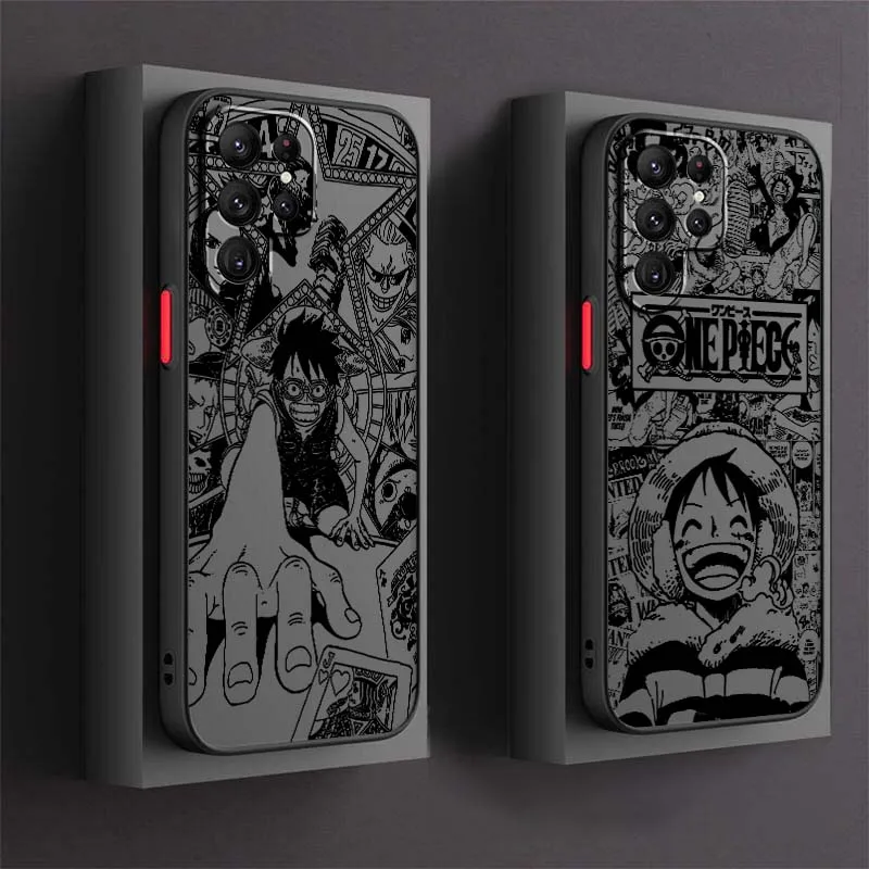 One Piece D. Luffy cartoon hero For Samsung Galaxy S25 S24 S23 S22 S21 S20 S10 S9 Ultra FE 5G Frosted Translucent Phone Case