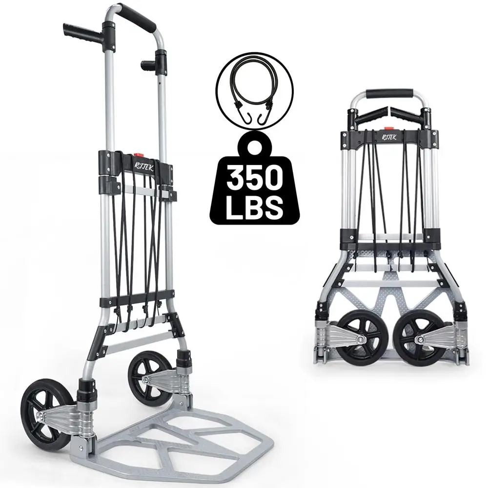 Heavy-Duty Portable Folding Hand Truck 350lb Capacity Telescoping Dolly Cart Steel Trolley Helper