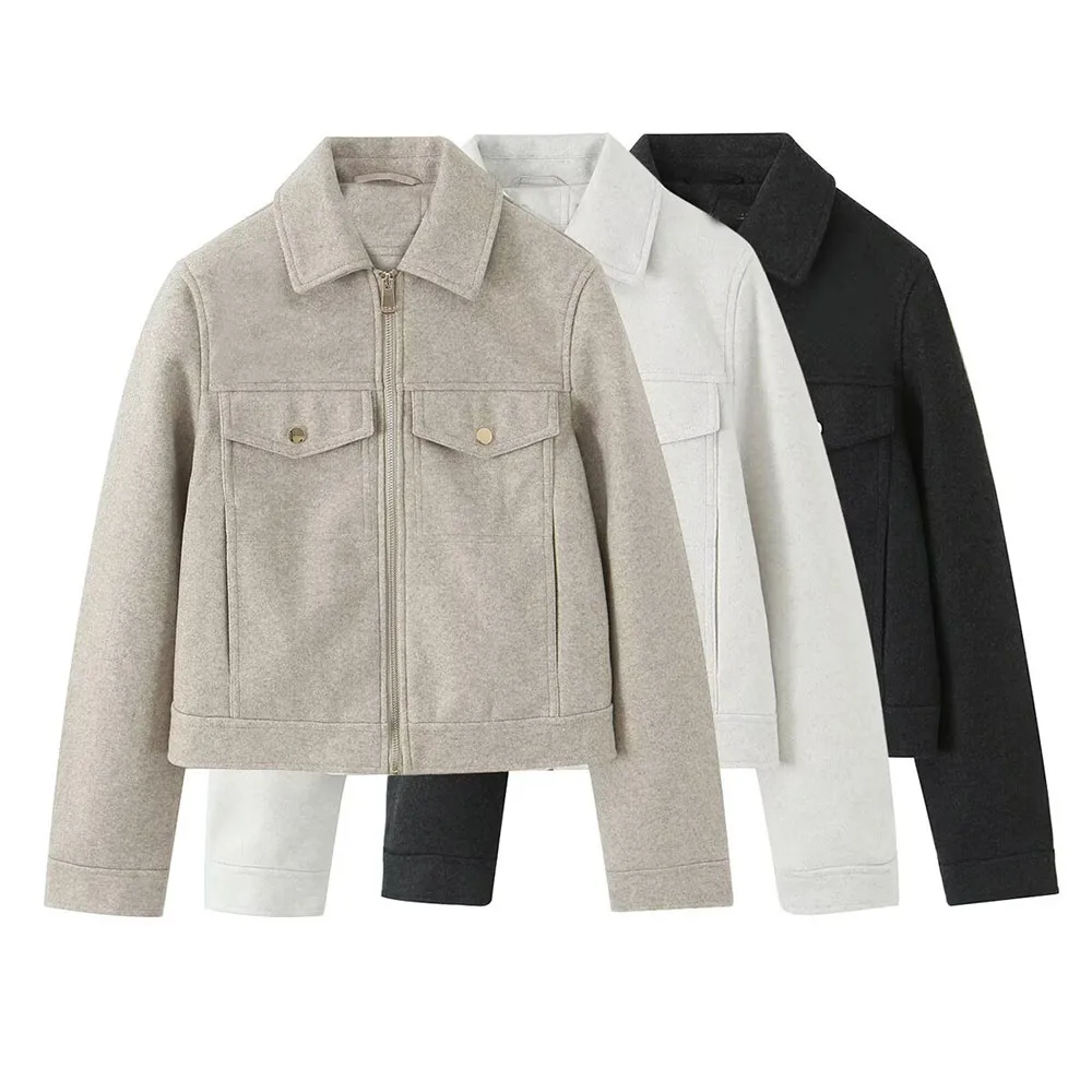 

DiYiG женская осень 2025 новая модная трехцветная куртка-бомбер в стиле ретро с лацканами шикарная куртка на молнии с длинными рукавами верхняя одежда Mujer