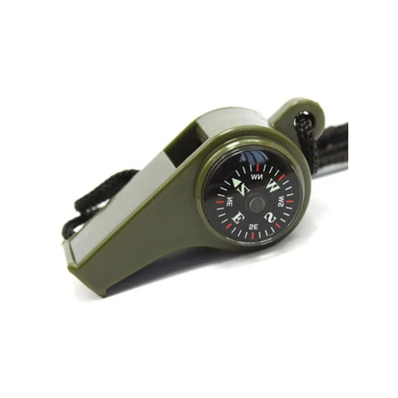 3-in-1 Outdoor Survival Whistle with Compass and Thermometer, Portable Emergency Whistle with Lanyard for Camping Hiking Safety