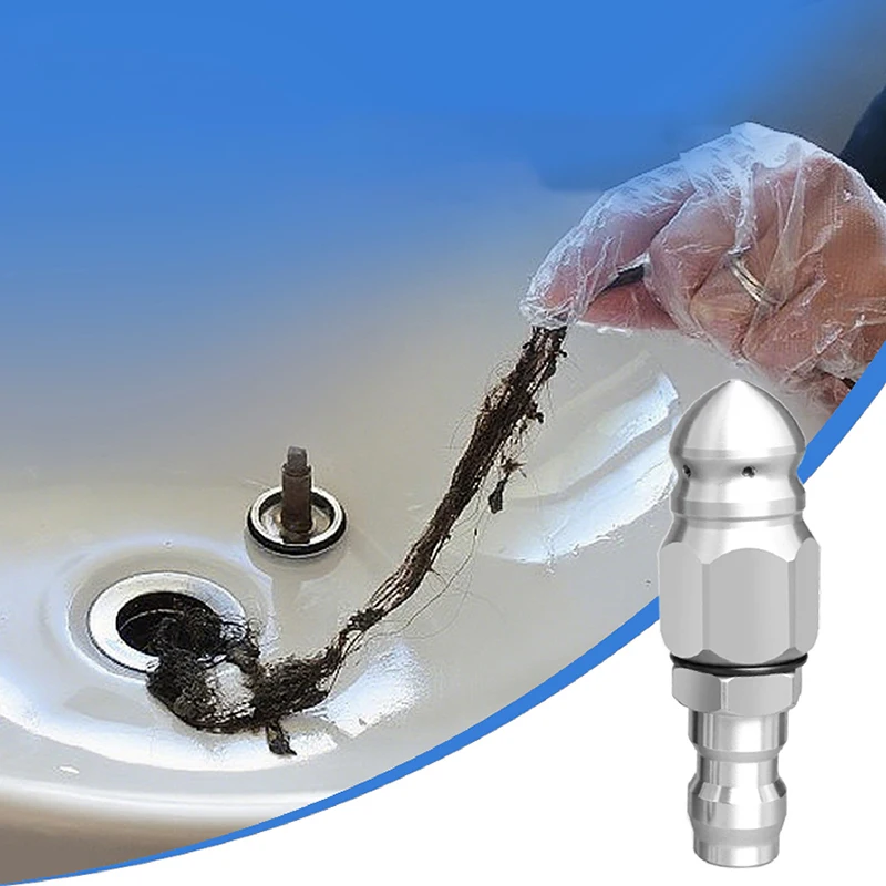 Pressure Washer Sewer Jetter Nozzle Drain Cleaning Stainless Steel Nozzle 1/4" Quick Connector 5000 PSI For Drain Jetting Hose