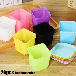 20pcs Color Mixing Mini Square Plastic Flower Pot With Holes Plant Tray Garden Tools Planting Tools Home Decor 5.5cmx5.5cmx4.5cm